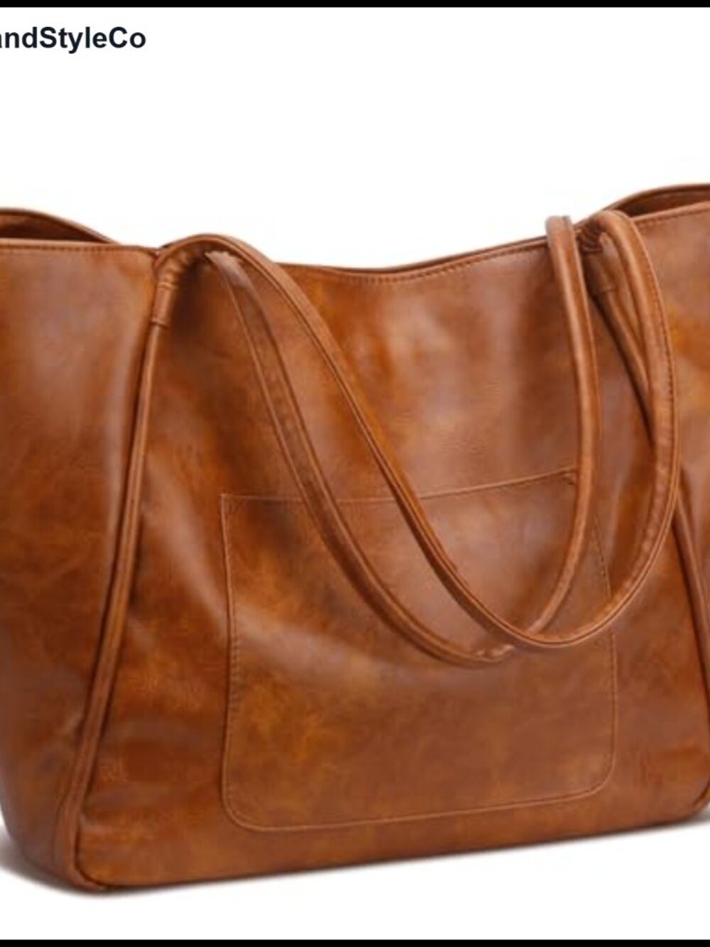 PU Leather Large Tote Bag With Zipper For Women Travel Work Handbag